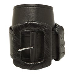 Prada Black Leather Wide Waist Belt 80CM