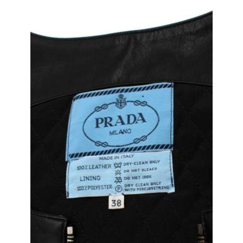 Women's Prada black leather zip-front cropped bustier top For Sale