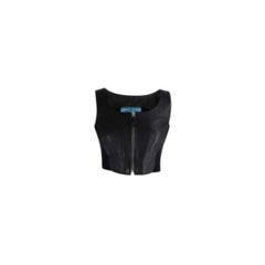 Prada black leather zip-front cropped bustier top