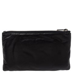 Prada Black Leather Zip Pouch