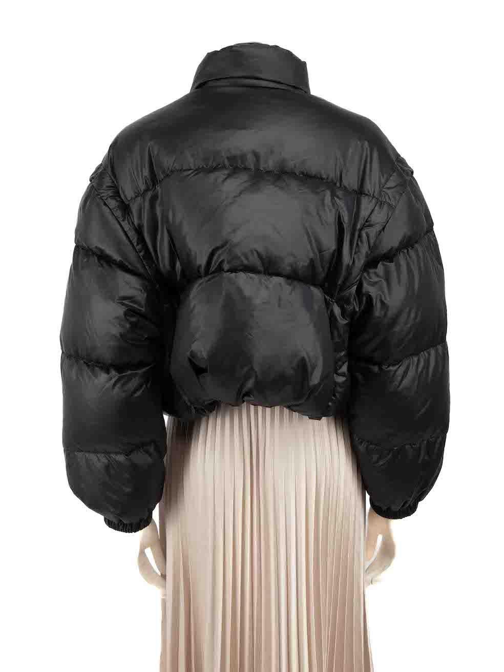 Prada Black Logo Detachable Sleeve Puffer Jacket Size M In Good Condition In London, GB
