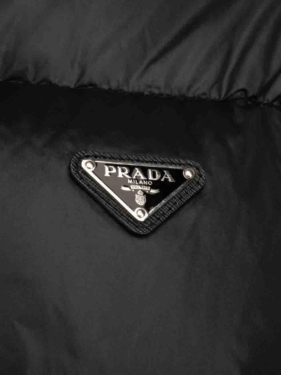 Women's Prada Black Logo Detachable Sleeve Puffer Jacket Size M For Sale