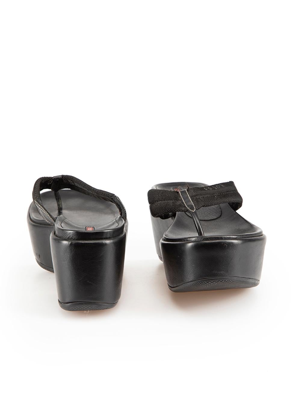 Prada Black Logo Platform Sandals Size IT 39 In Good Condition For Sale In London, GB