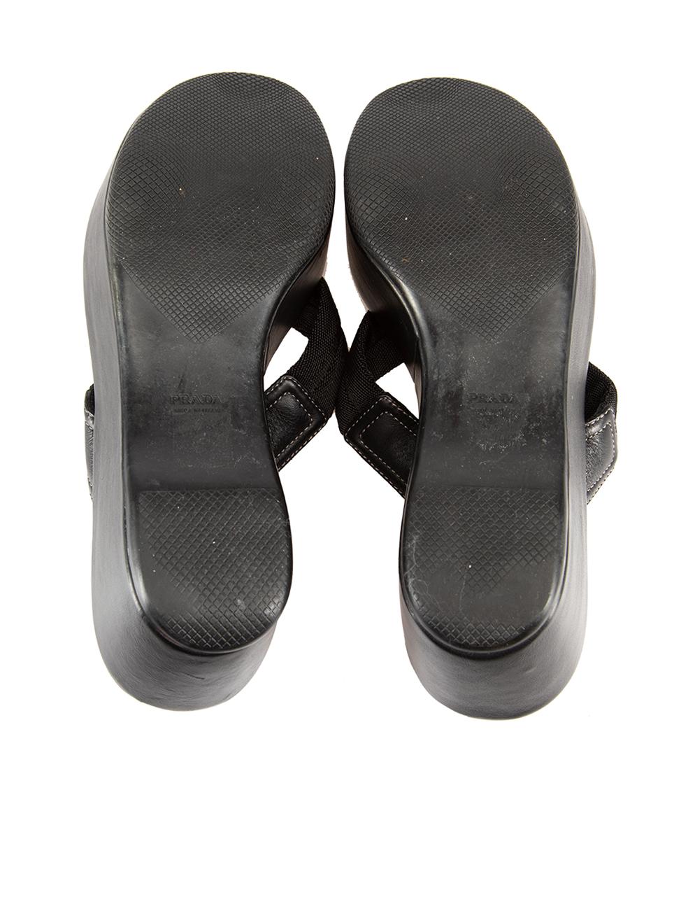 Women's Prada Black Logo Platform Sandals Size IT 39 For Sale
