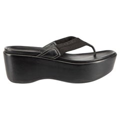 Prada Black Logo Platform Sandals Size IT 39