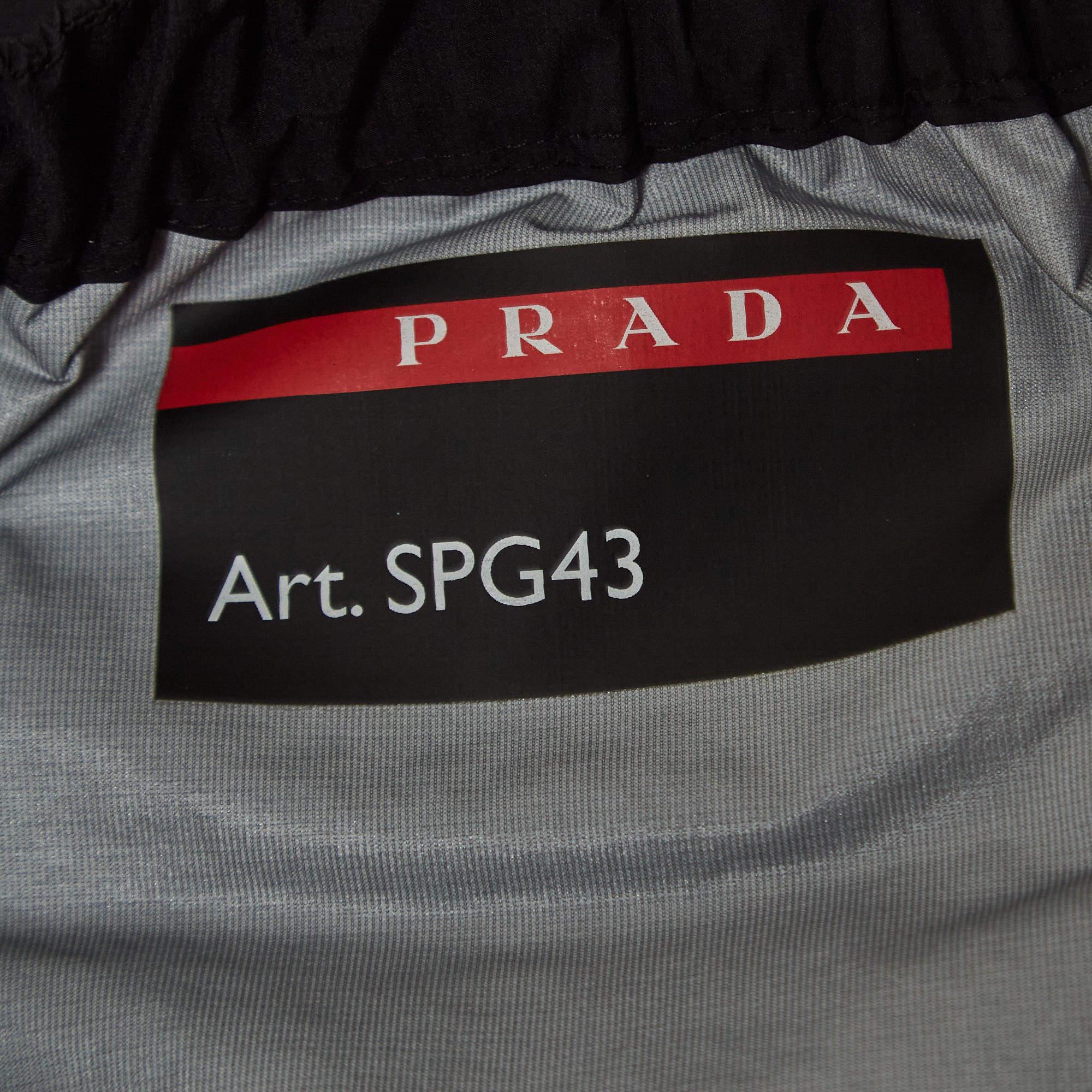 Prada Black Logo Print Nylon Active Pants XL 1