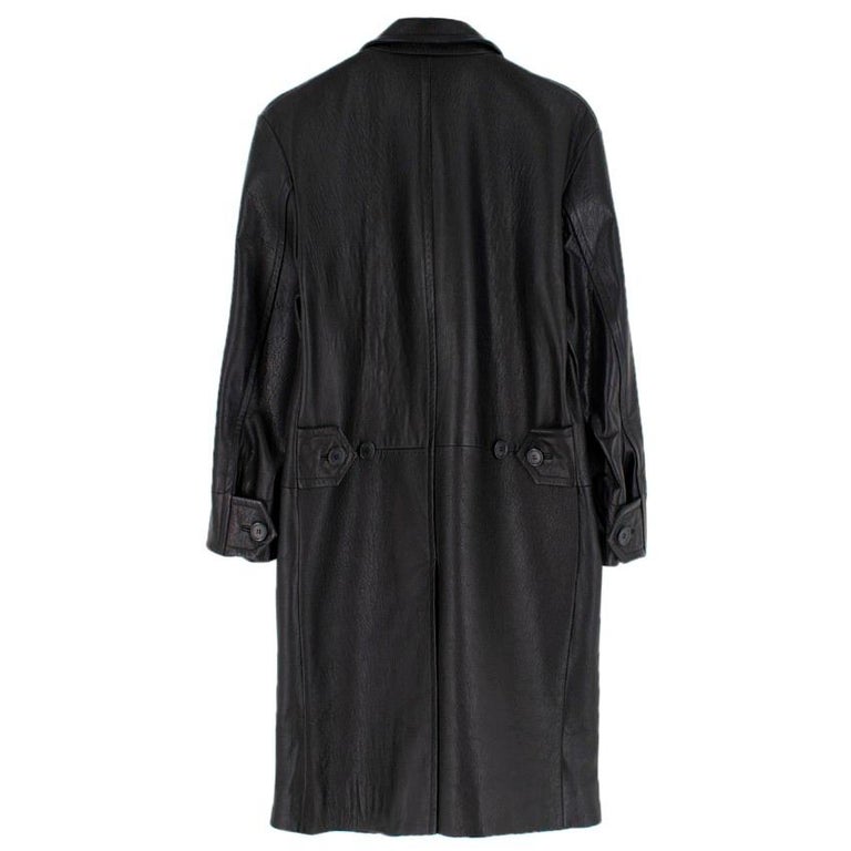 Prada black long leather oversized jacket US 2 at 1stDibs