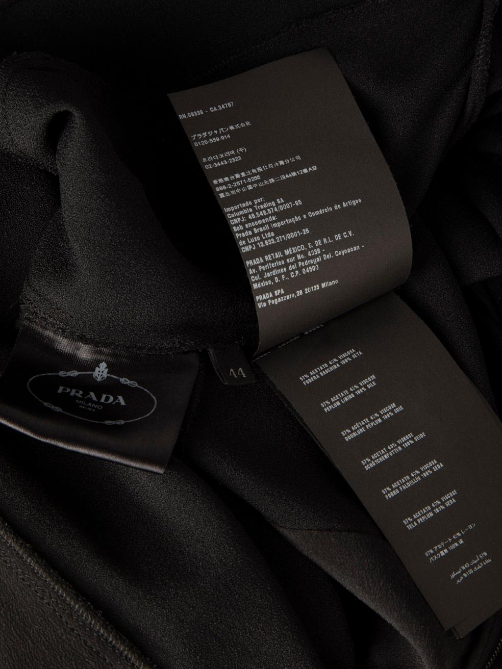 Prada Black Long Sleeves Gathered Skirt Dress Size L For Sale 1