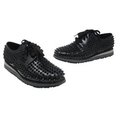 Prada - Chaussures noires « Derby » en cuir clouté Luna Rossa, décontractées, taille US 9,5, PR-S0917P-0195