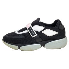 Prada Black Mesh And Leather Velcro Strap Low Top Sneakers Size 36