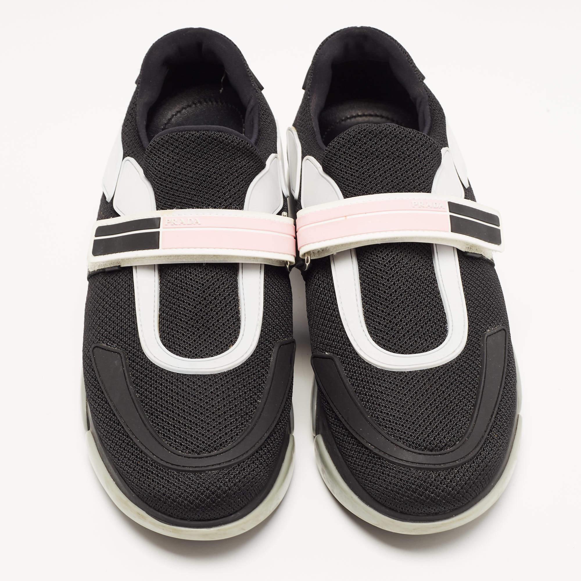 Prada Black Mesh Velcro Strap Low Top Sneakers Size 38 4