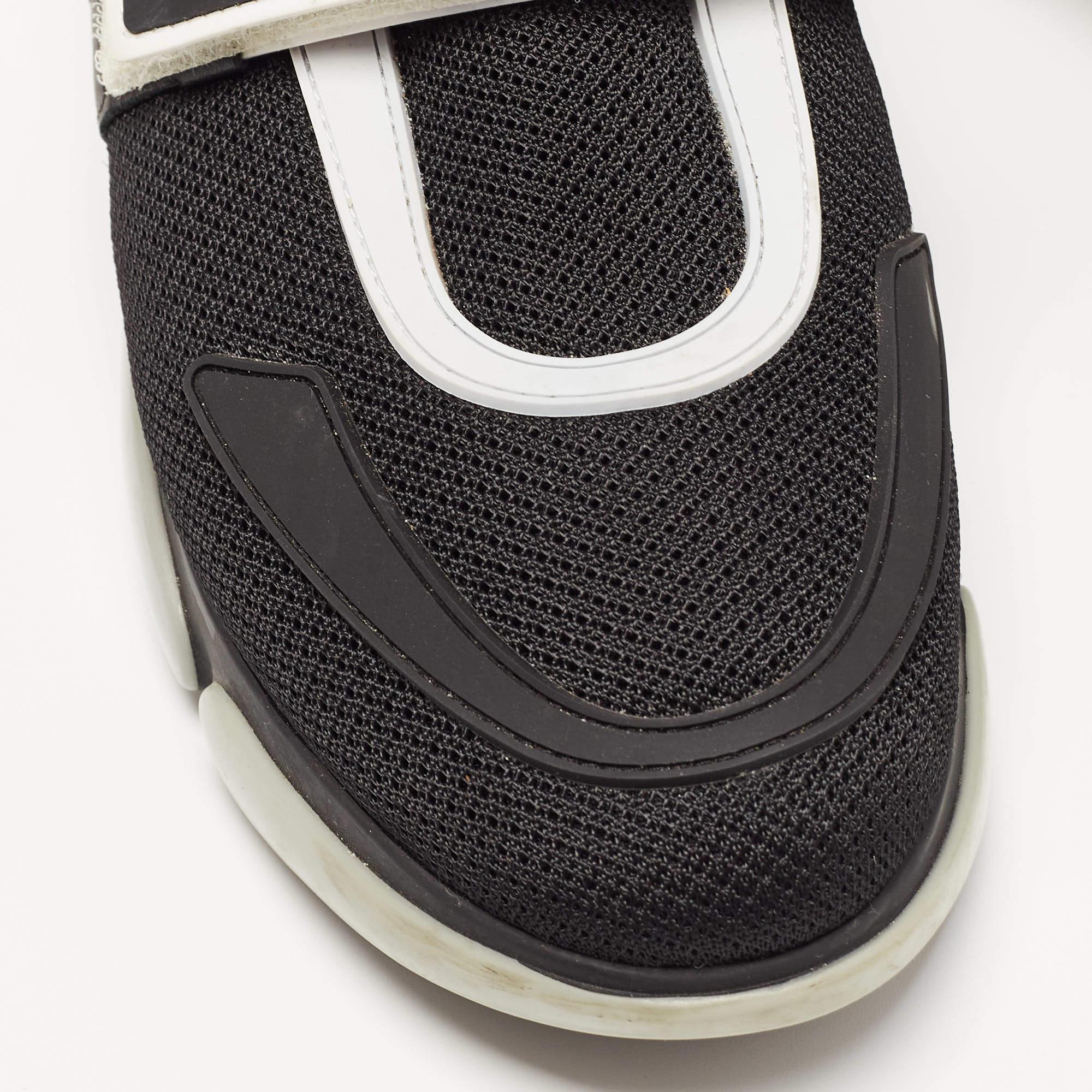 Prada Black Mesh Velcro Strap Low Top Sneakers Size 38 5