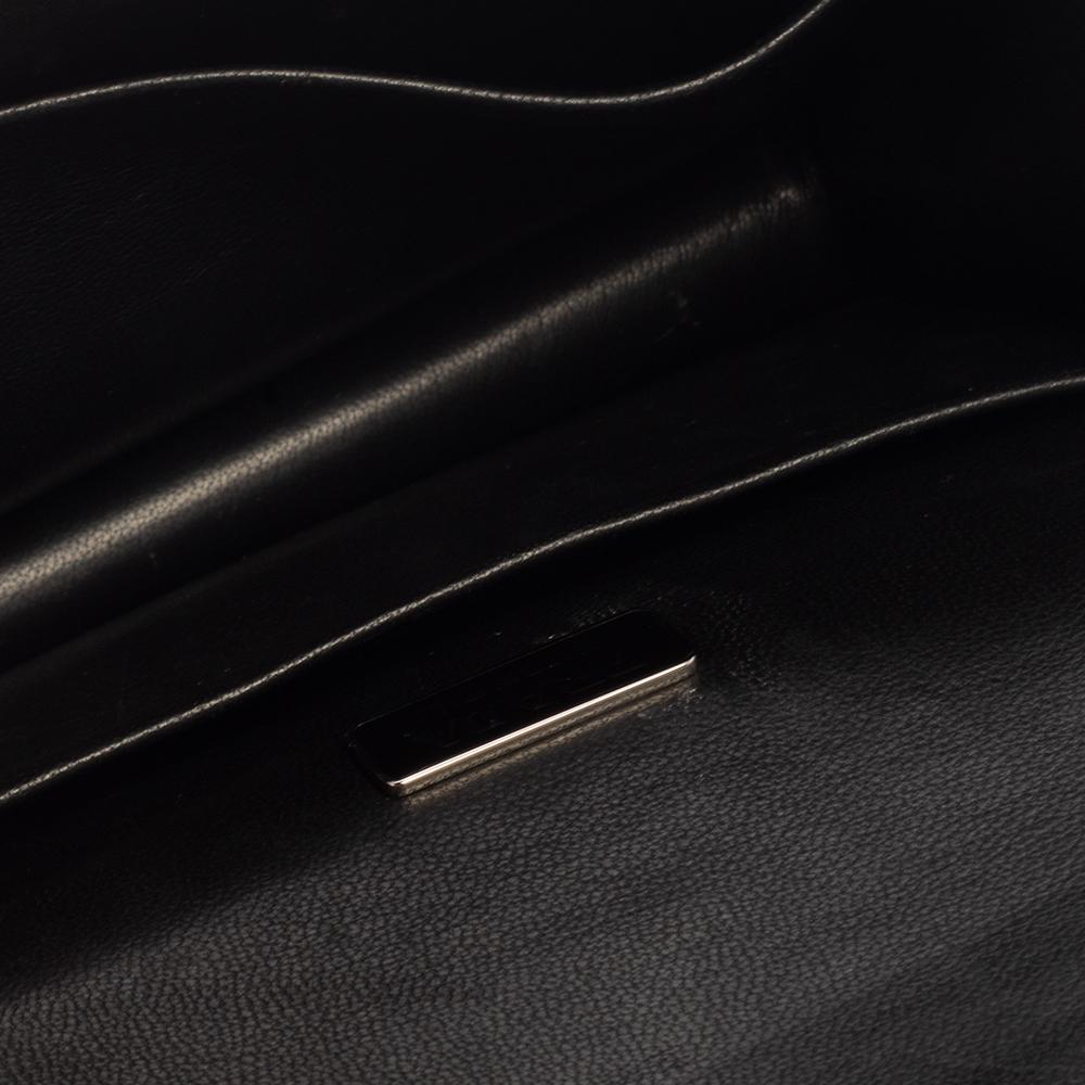 Prada Black/Metallic Saffiano Lux and Leather Cahier Shoulder Bag 6