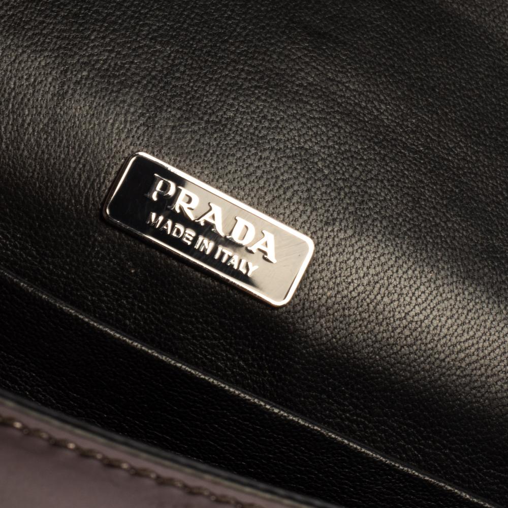 Women's Prada Black/Metallic Saffiano Lux and Leather Cahier Shoulder Bag