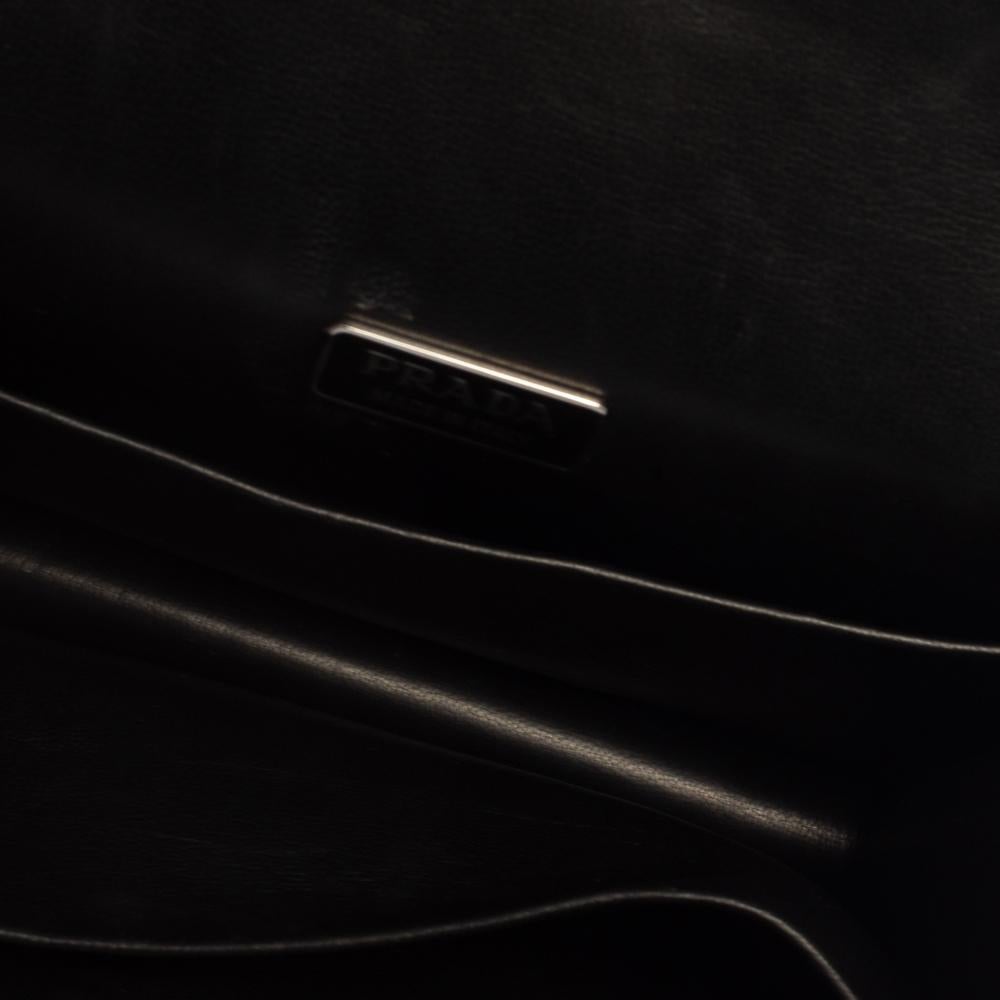 Prada Black/Metallic Saffiano Lux and Leather Cahier Shoulder Bag 3