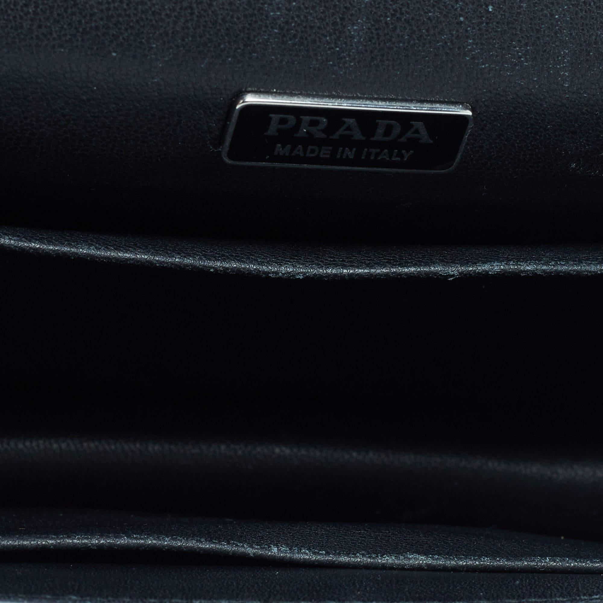 Prada Black/Metallic Saffiano Lux and Patent Leather Cahier Bag 6