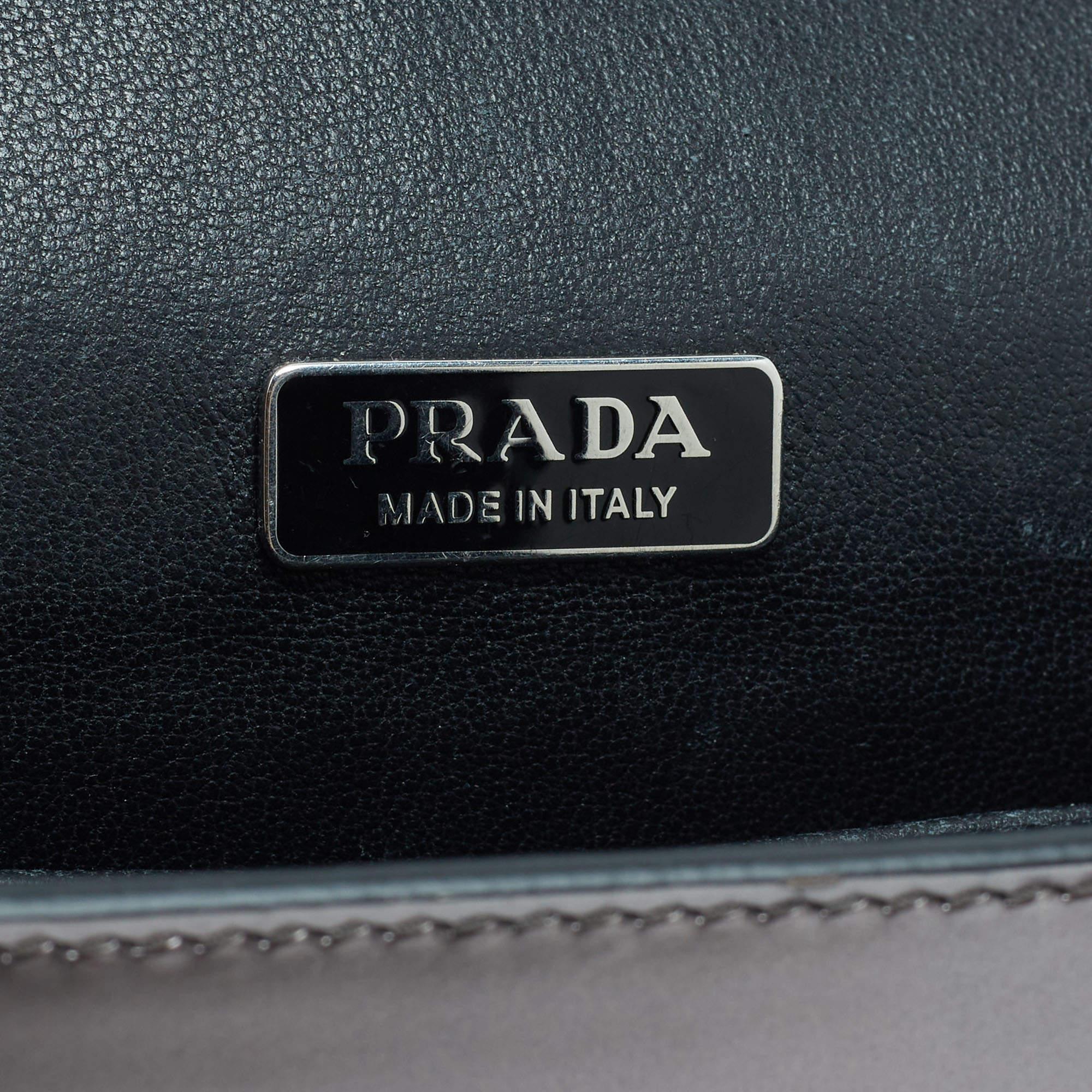 Prada Black/Metallic Saffiano Lux and Patent Leather Cahier Bag 7