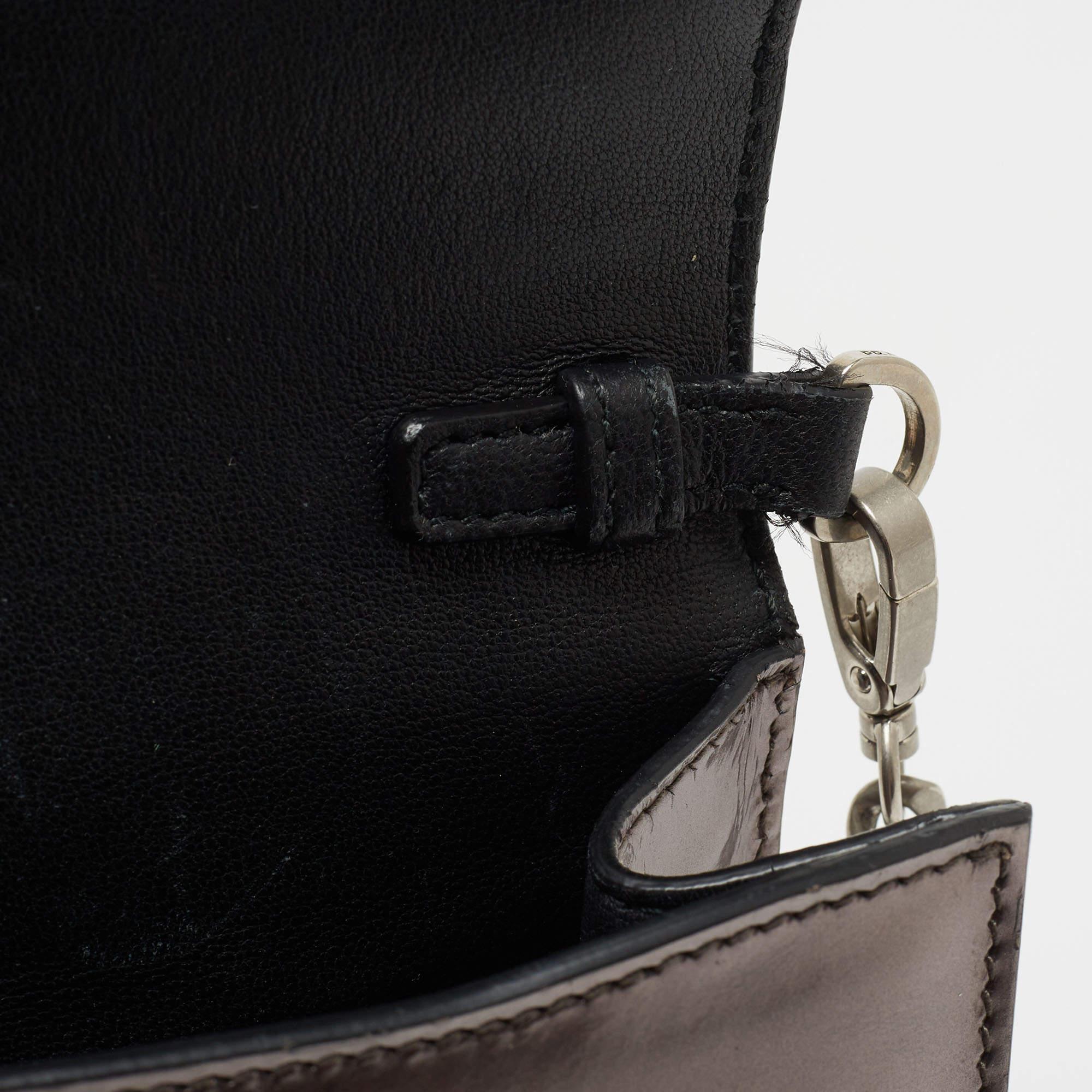 Prada Black/Metallic Saffiano Lux and Patent Leather Cahier Bag 3