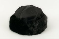 Prada Black Mink Fur and Nylon Hat