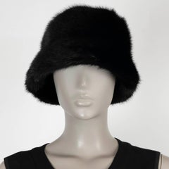 PRADA black MINK FUR BUCKET Hat M