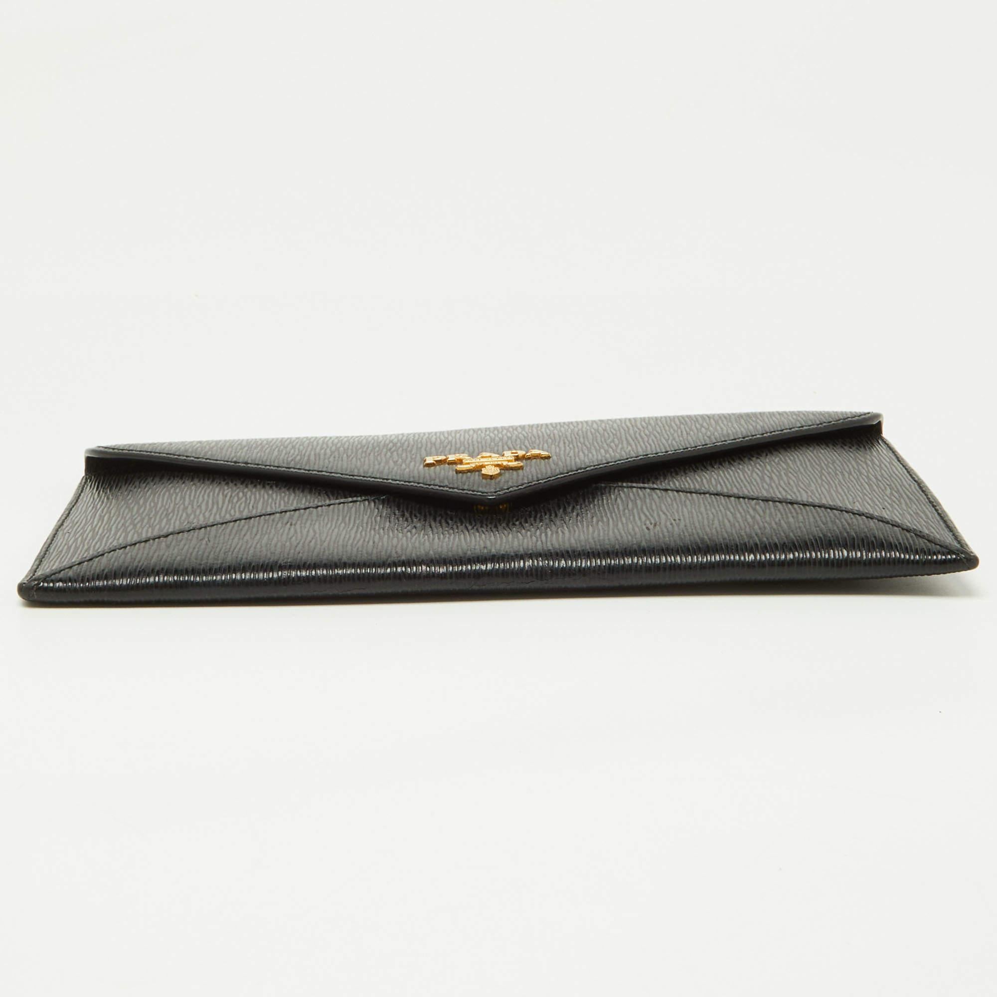 Prada Black Move Leather Envelope Slim Wallet 3