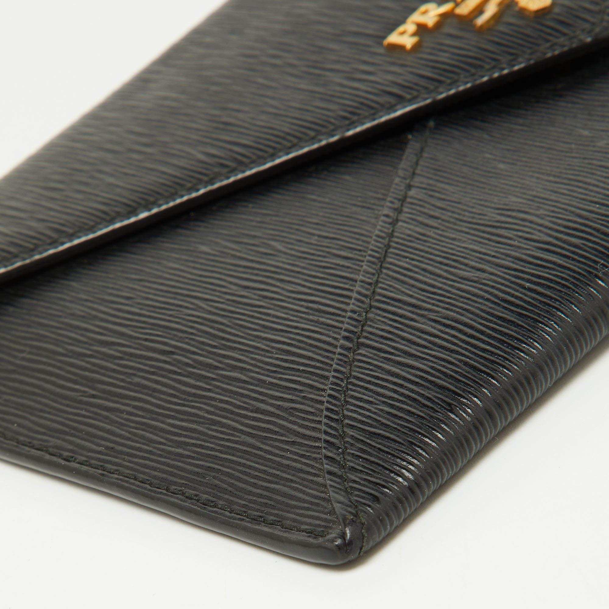 Prada Black Move Leather Envelope Slim Wallet 4