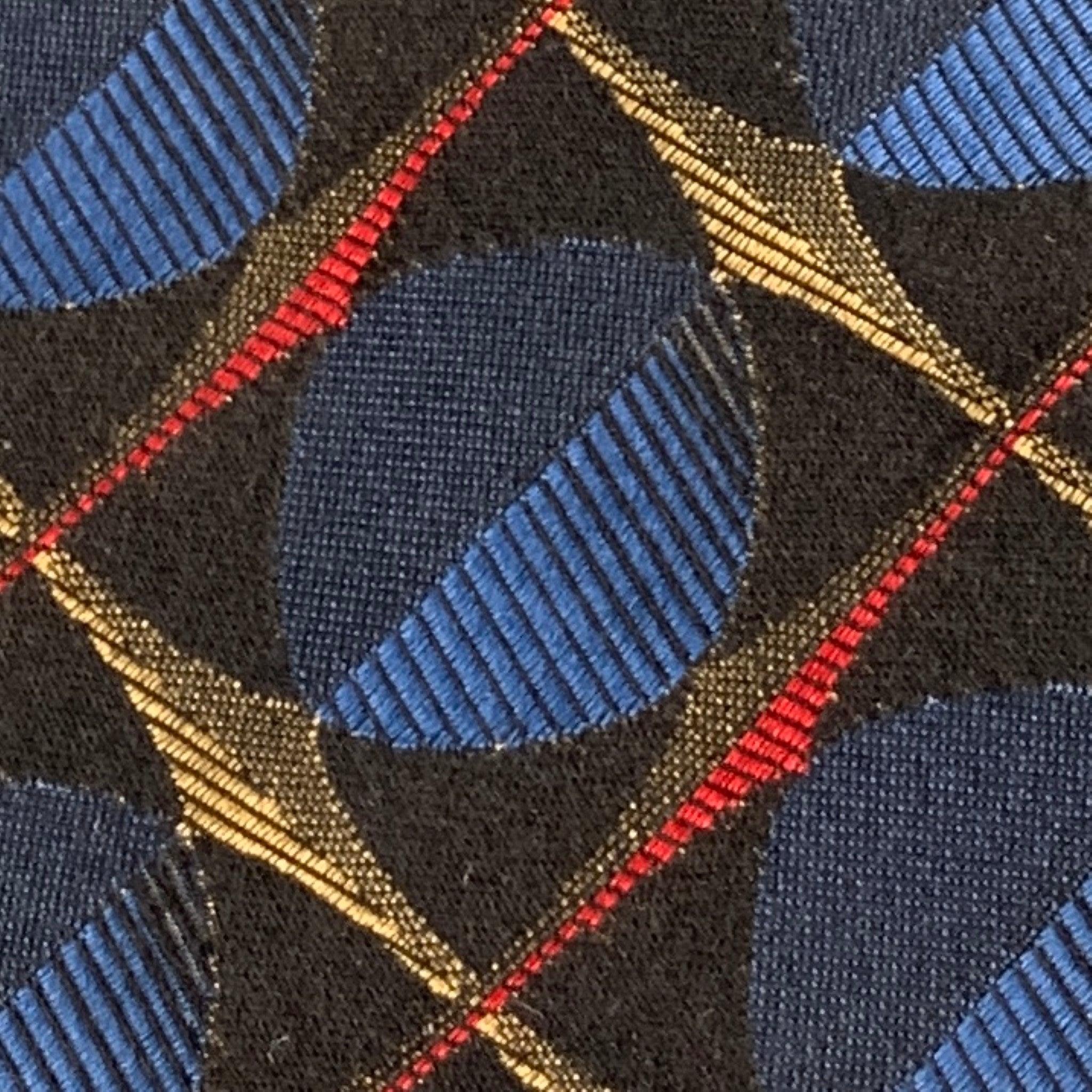 PRADA Black Multi-Color Abstract Silk Jacquard Tie In Good Condition For Sale In San Francisco, CA