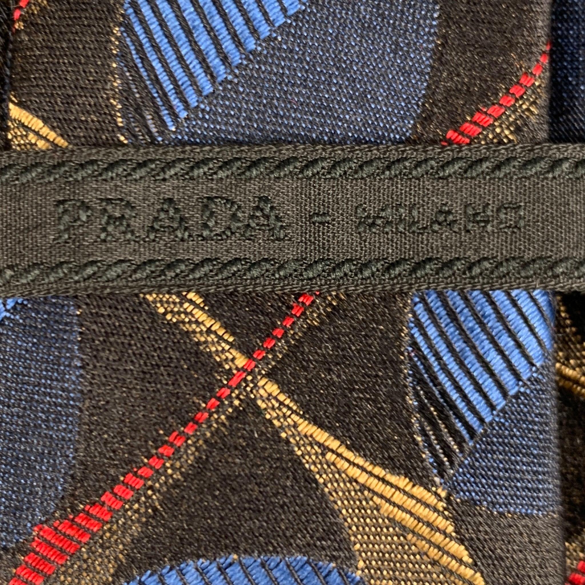 PRADA Schwarze mehrfarbige abstrakte Seidenjacquard-Krawatte aus Seide im Zustand „Gut“ im Angebot in San Francisco, CA