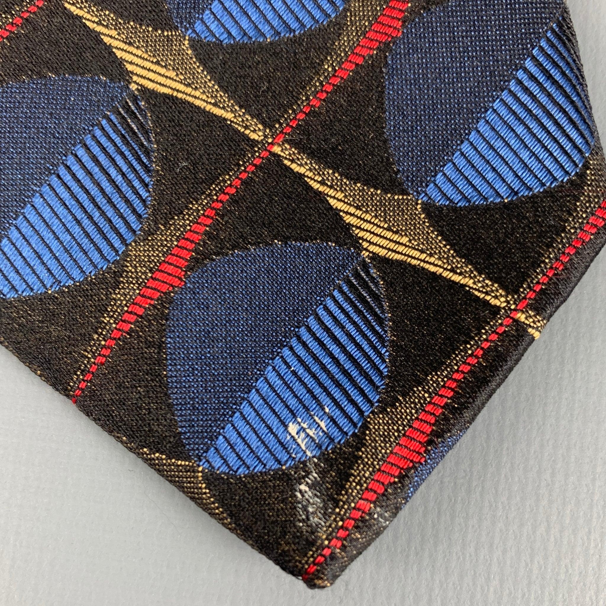 PRADA Black Multi-Color Abstract Silk Jacquard Tie For Sale 2