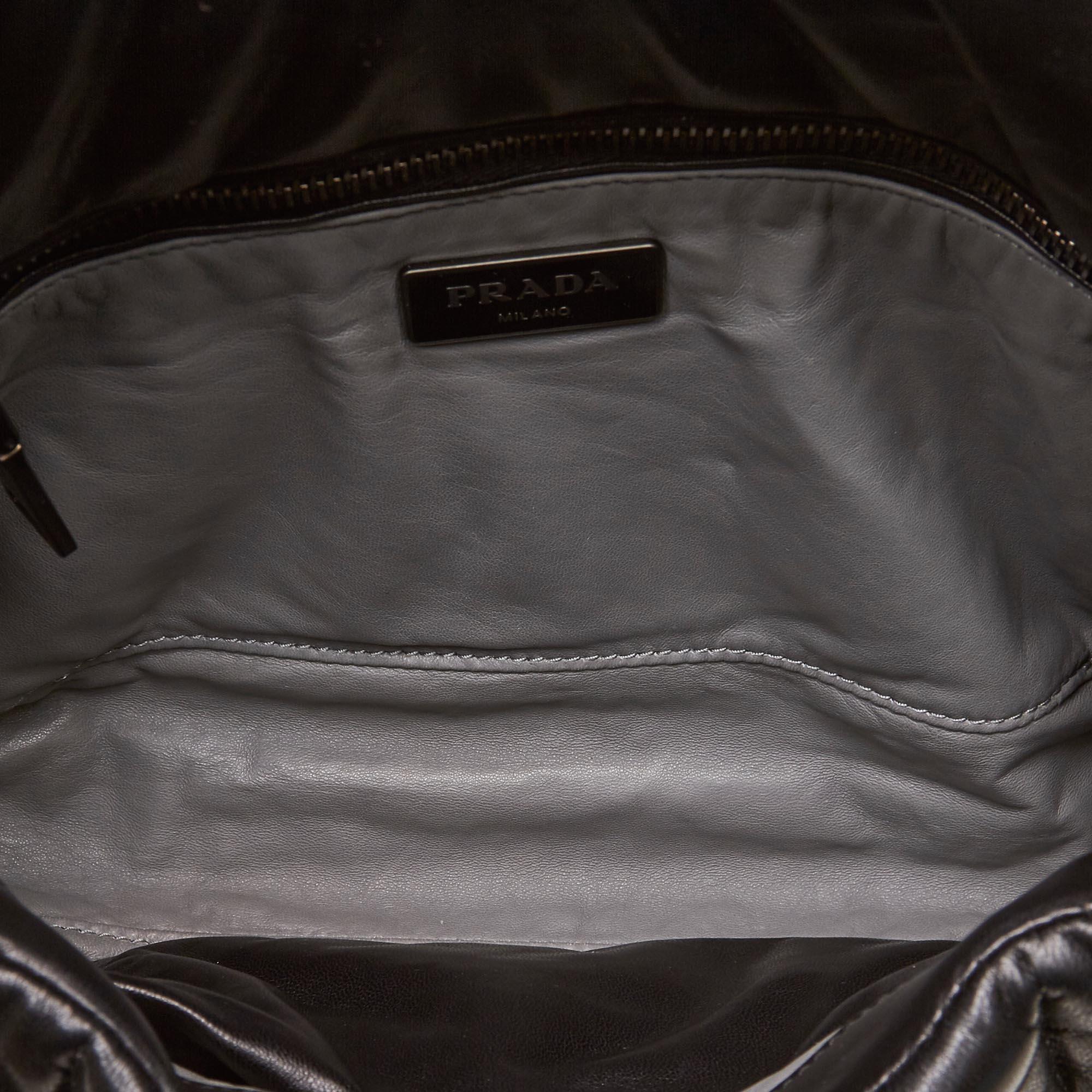 Prada Black Nappa Bomber Leather Shoulder Bag For Sale 1
