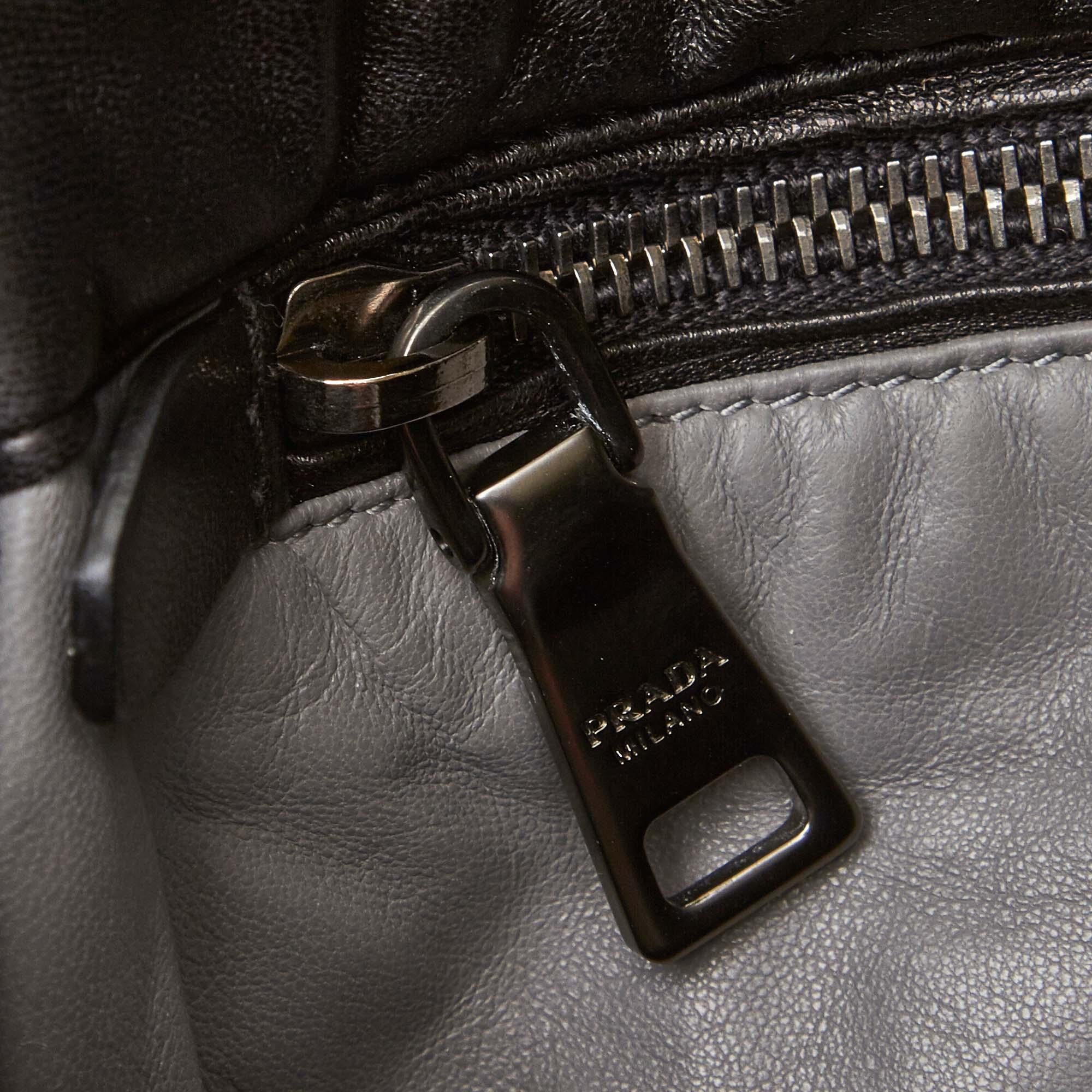 Prada Black Nappa Bomber Leather Shoulder Bag For Sale 3