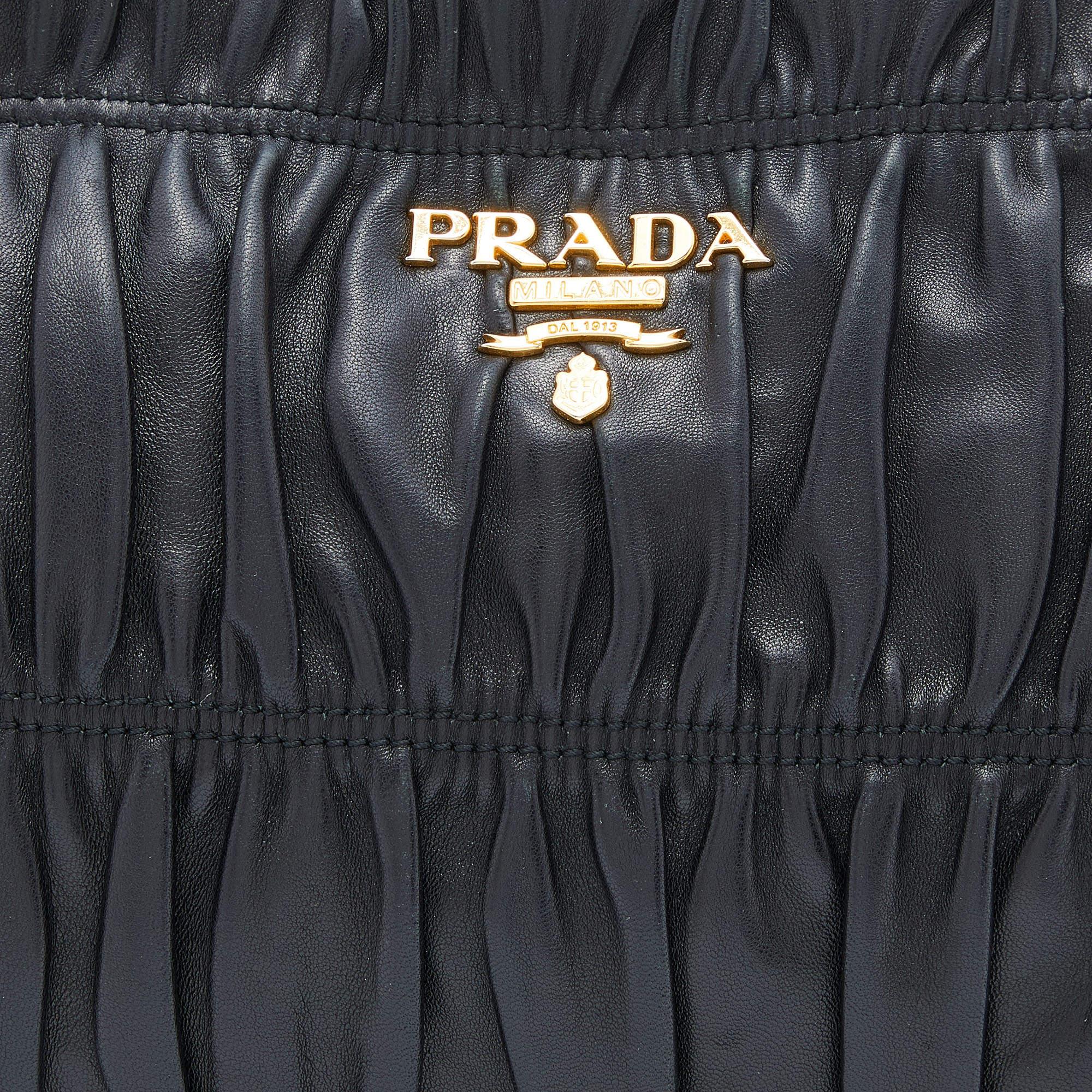 Prada Black Nappa Gauffre Leather Clutch 2