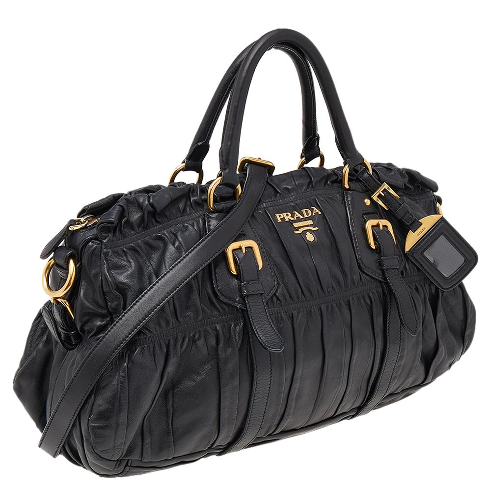 prada black leather satchel
