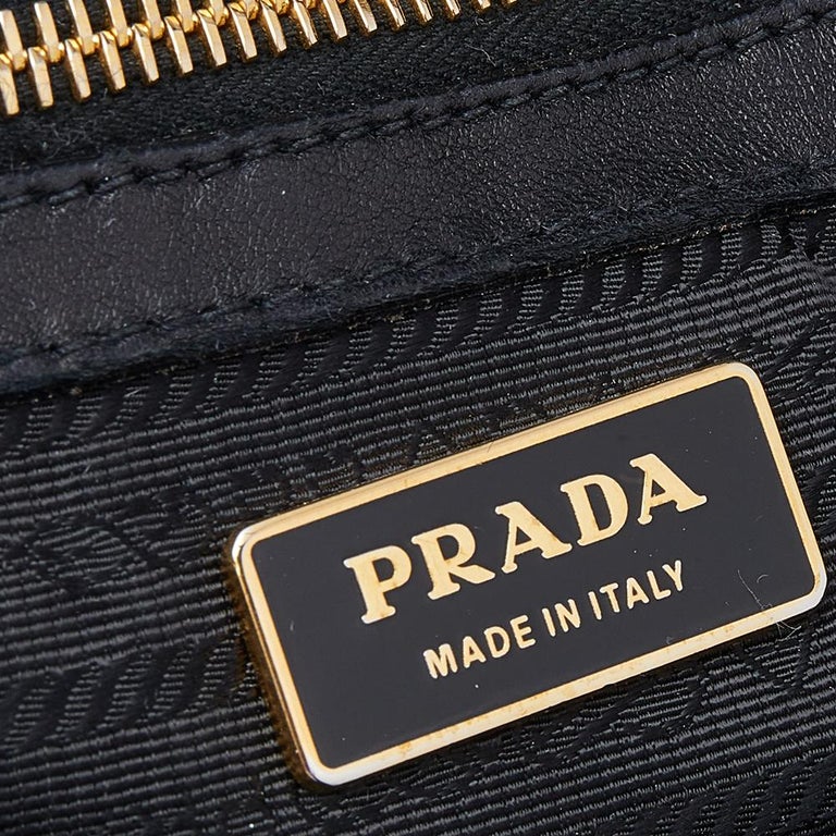 Prada Black Nappa Gaufre Leather Satchel For Sale at 1stDibs
