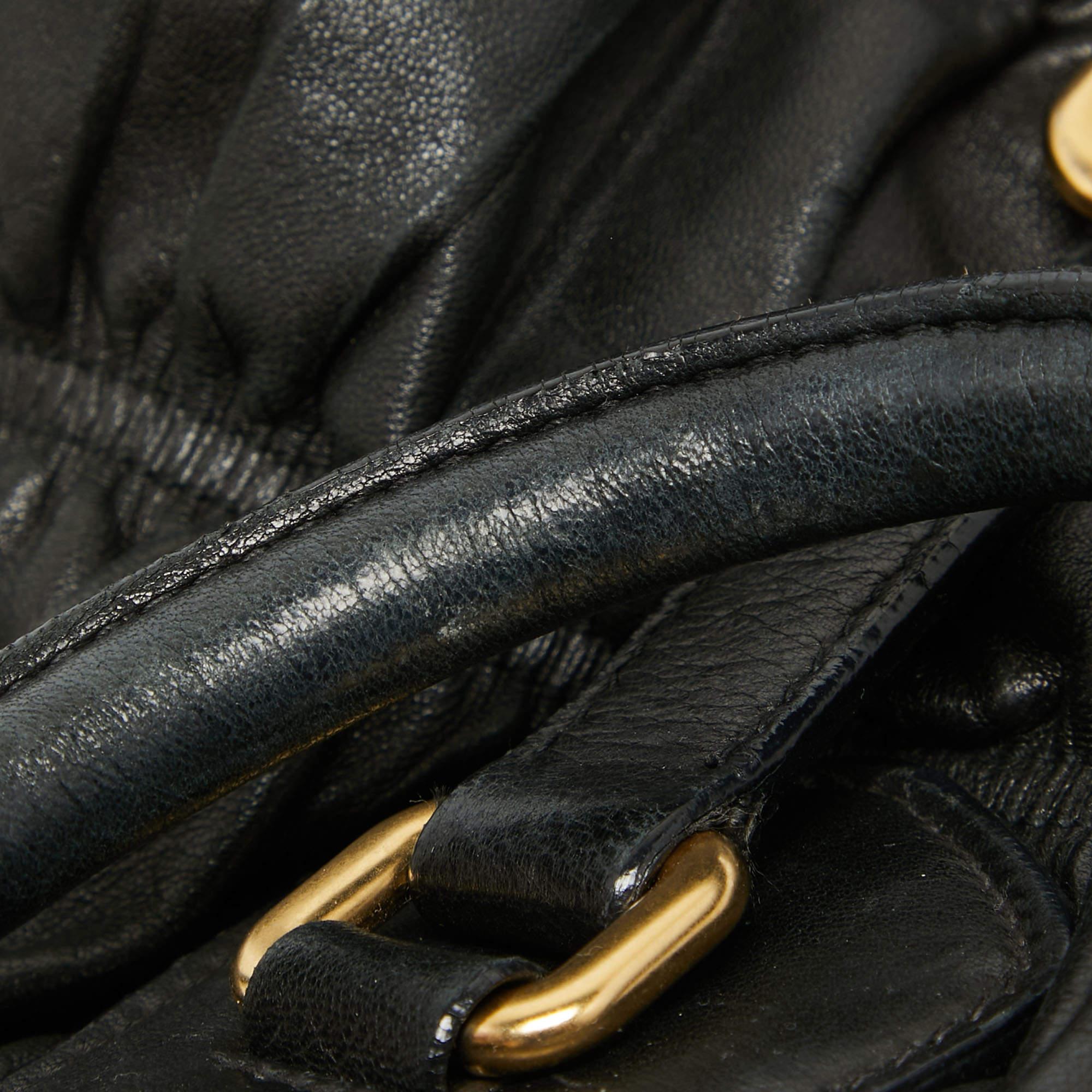 Prada Black Nappa Gaufre Leather Top Zip Tote 7