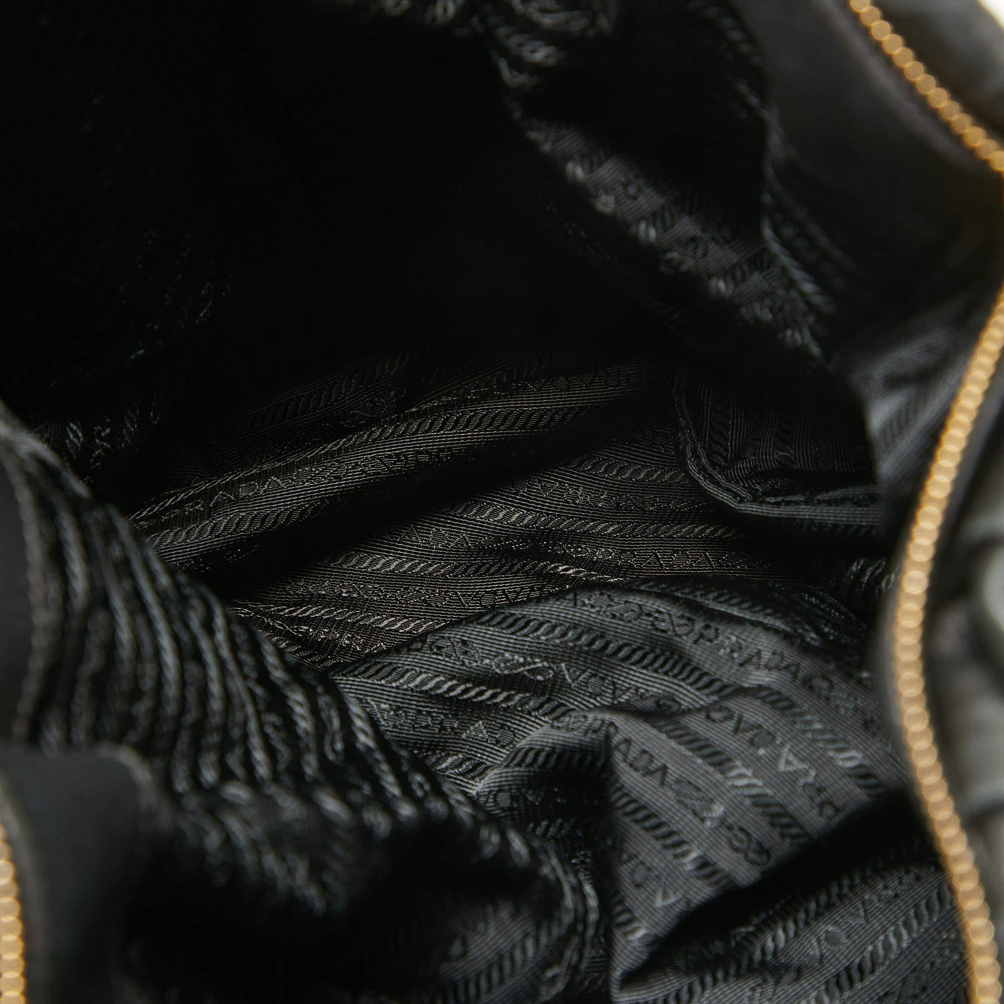 Prada Black Nappa Gaufre Leather Top Zip Tote 10