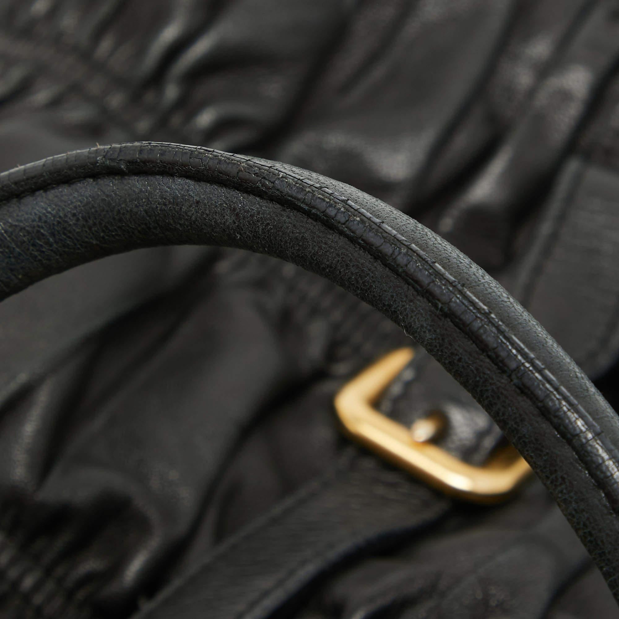 Prada Black Nappa Gaufre Leather Top Zip Tote 12