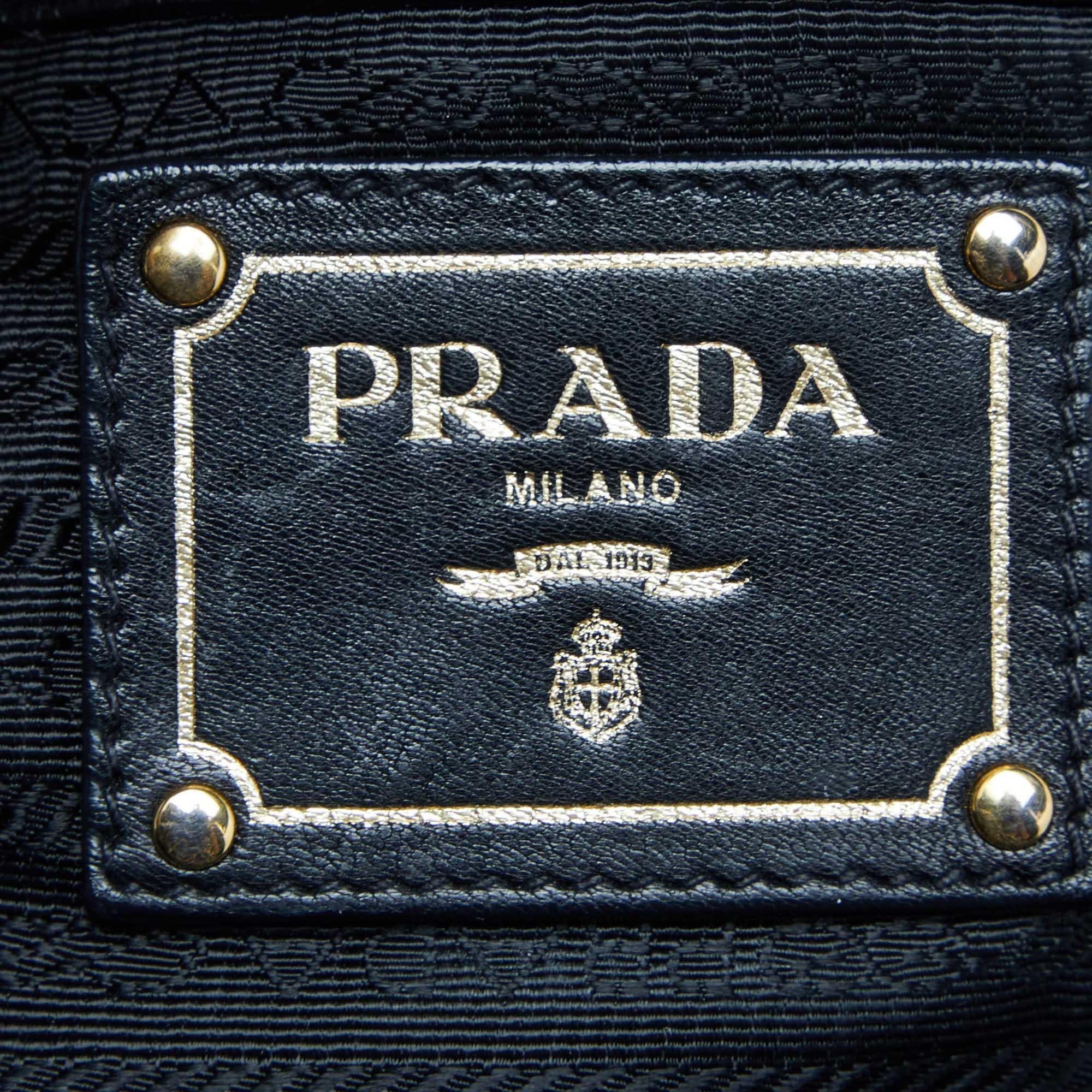 Women's Prada Black Nappa Gaufre Leather Tote For Sale
