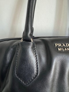 .	Prada Black Nappa Leather Bowler Bag with Powder Pink Interior