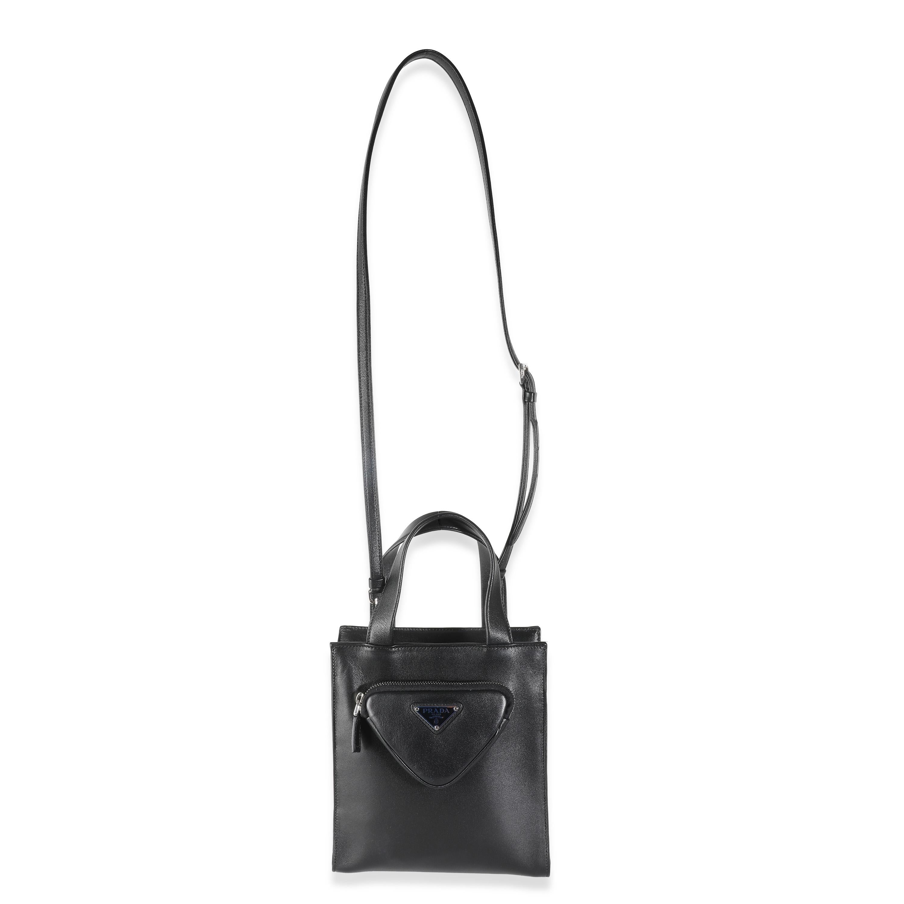 Prada Black Nappa Small Triangle Pocket Tote For Sale 2