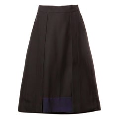 Prada Black + Navy Blue Color Block A-Line Skirt in a size 42