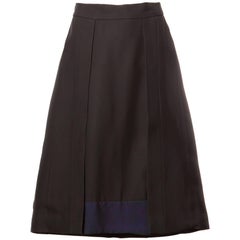 Prada Black + Navy Blue Color Block A-Line Skirt in a size 42