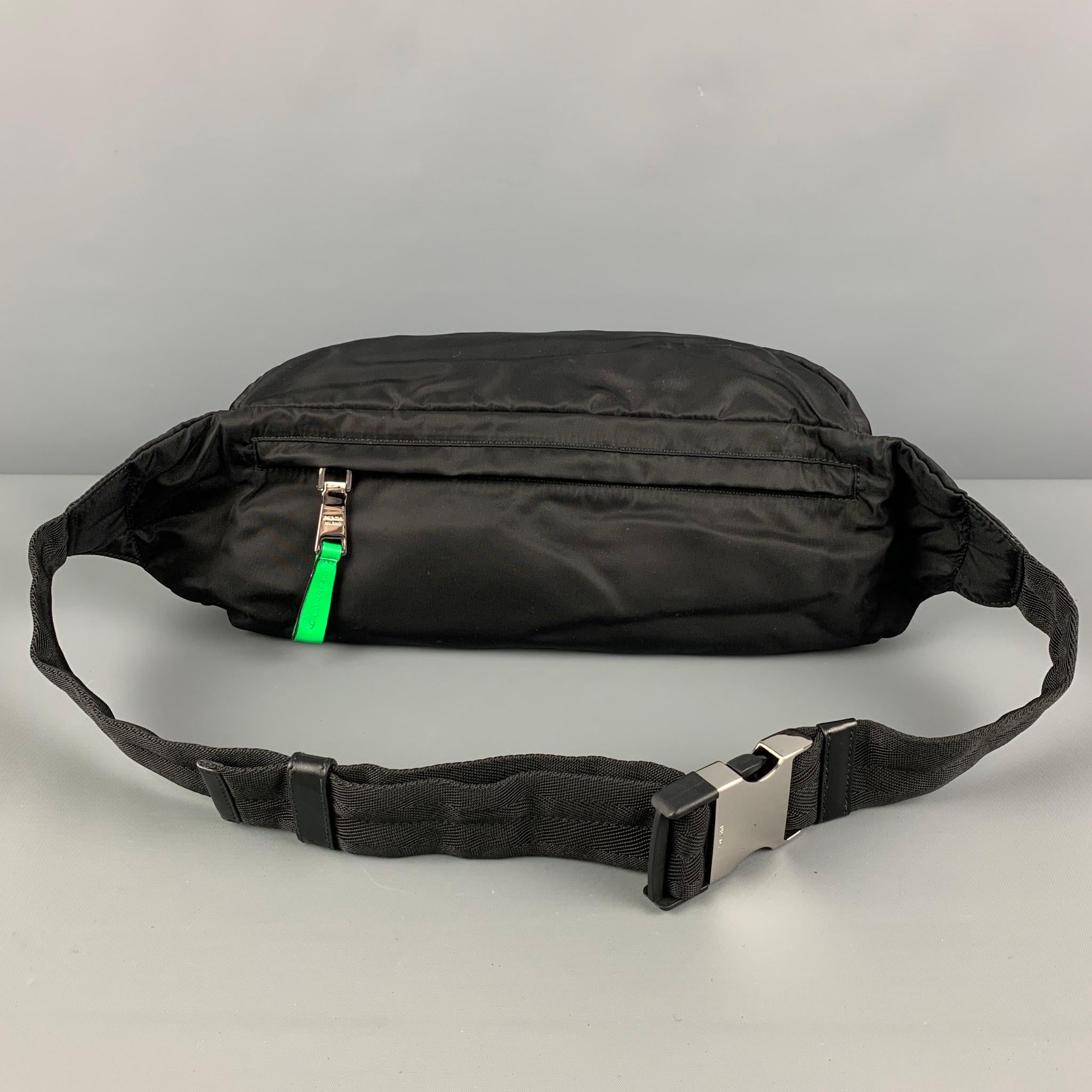 PRADA Black Neon Green Polyester Belt-Bag In Good Condition In San Francisco, CA