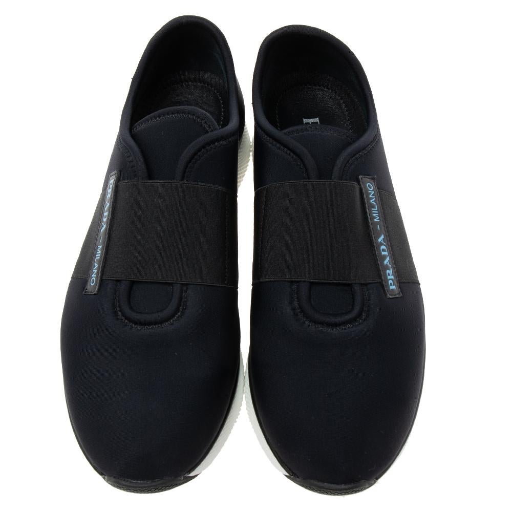Prada Black Neoprene Slip-On Sneakers Size 39.5 1