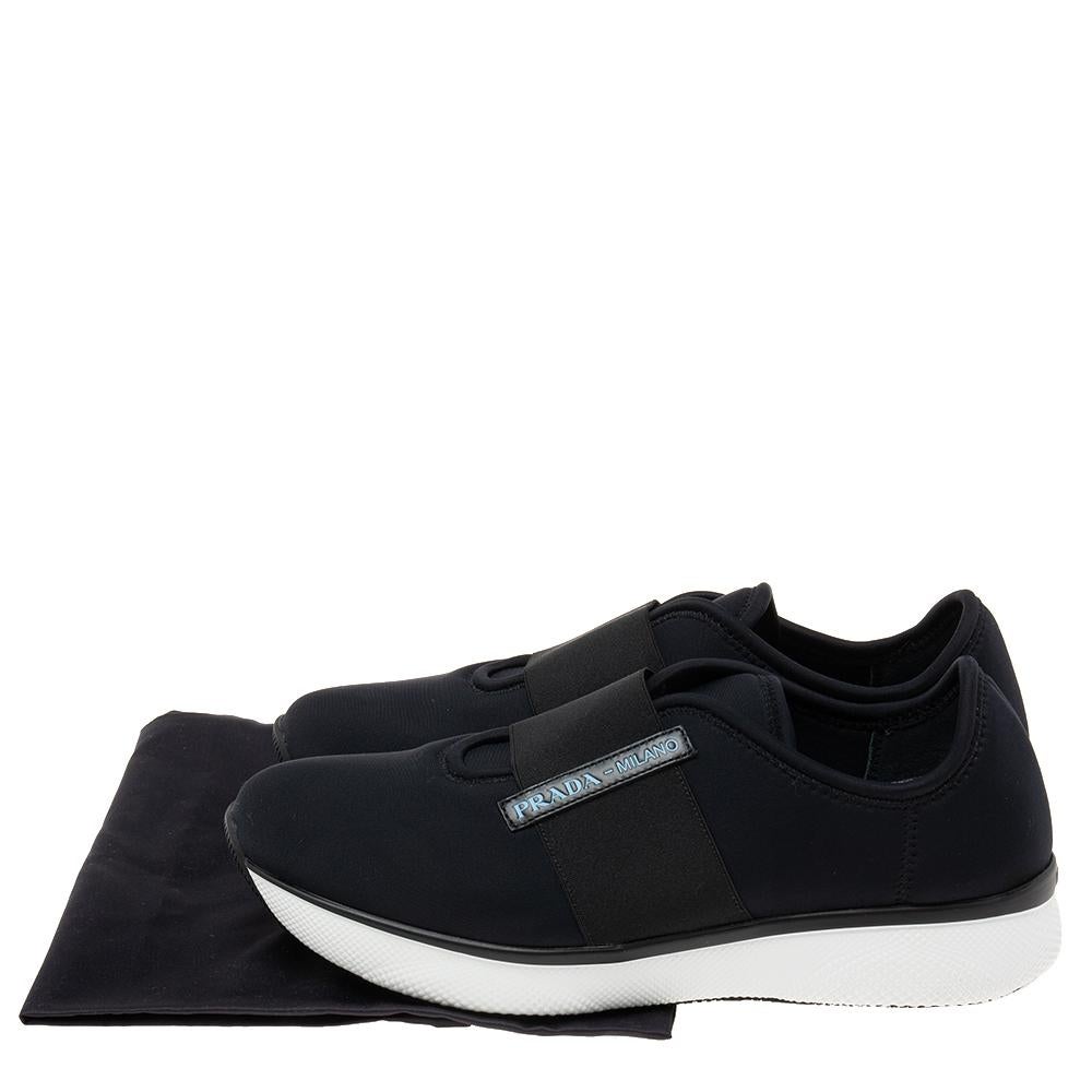 Prada Black Neoprene Slip-On Sneakers Size 39.5 4