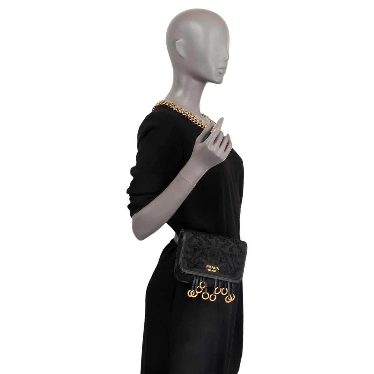 Riñonera PRADA CORSAIRE FLORAL 2017 de nailon negro Negro en venta