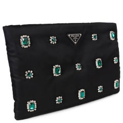 PRADA black nylon 2019 CATENE JEWEL Clutch Bag