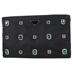 PRADA black nylon 2019 CATENE JEWEL Clutch Bag