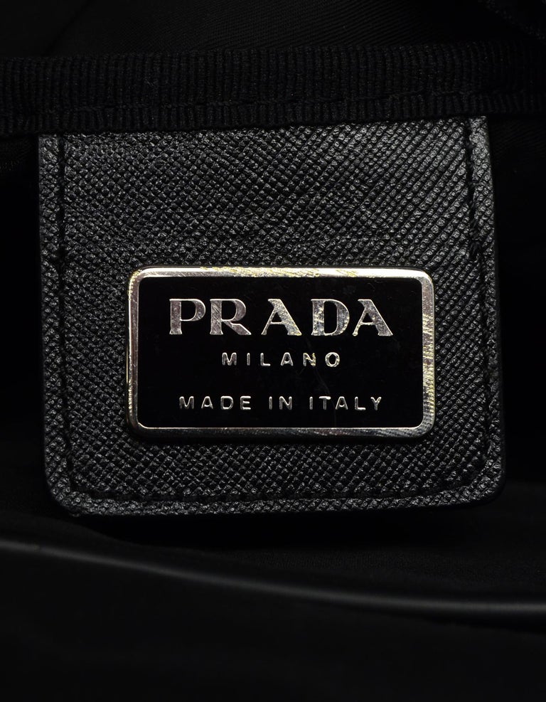Prada Black Nylon 55cm Duffle Weekend Bag W/ Luggage Tag For Sale at