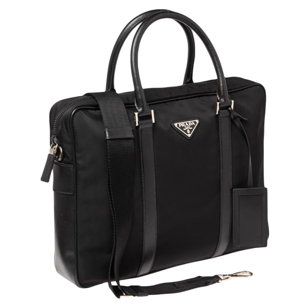 Women's Prada Black Nylon and Leather Briefcase